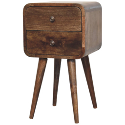 Artisan Furniture Grey Wash 2 Drawer Solid Wood Curved Mini Bedside Table - thumbnail 3