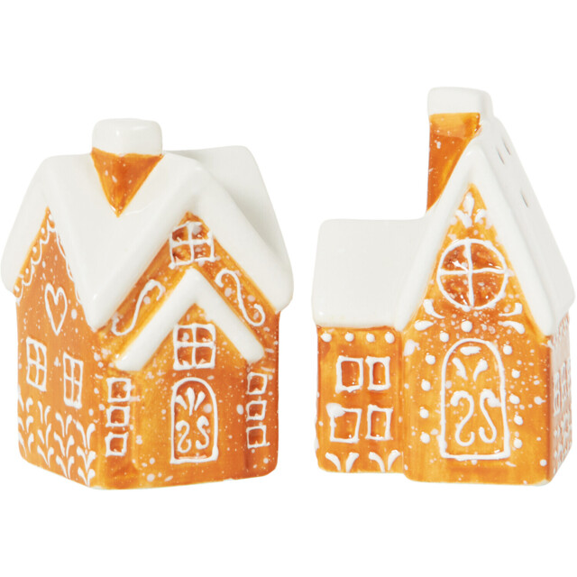 Brown Gingerbread House Christmas Salt and Pepper Shaker Set - image 1