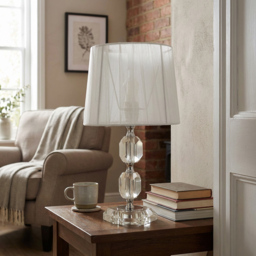 Dual Crystal Ball  Ivory Table Lamp - thumbnail 2