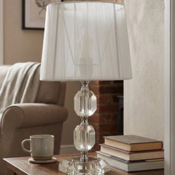Dual Crystal Ball  Ivory Table Lamp