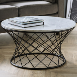 Julian Bowen Trevi Real Marble Round Wire Coffee Table