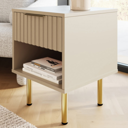 GFW Nervata Single Drawer Cream Lamp Table
