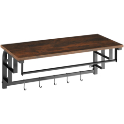 tectake 5 Hook Dark Wood Coat Rack