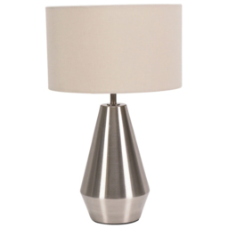 ValueLights Jax Cream Shade Brushed Chrome Touch LED Table Lamp