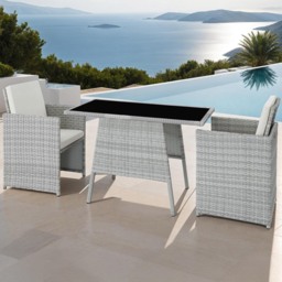 tectake Lausanne 2 Seater Light Grey Garden Bistro Set