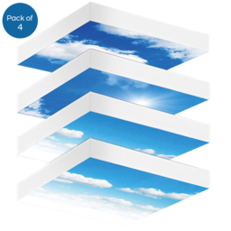 ENER-J 4 Pack 40W 3D Effect and Foldable Screwless Mounting Sky LED Ceiling Panel Light