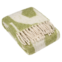 Hoem Meta Olive Green Jacquard Tasselled Throw 130 x 180cm