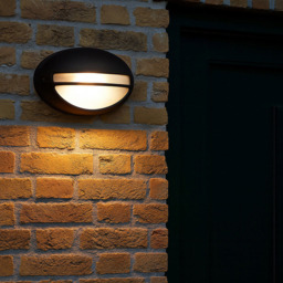 Lighting Collection IP44 Harbourline Black Outdoor Wall Light - thumbnail 2