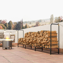 Outsunny Dark Green Metal Firewood Log Holder 99 x 36 x 300cm - thumbnail 3