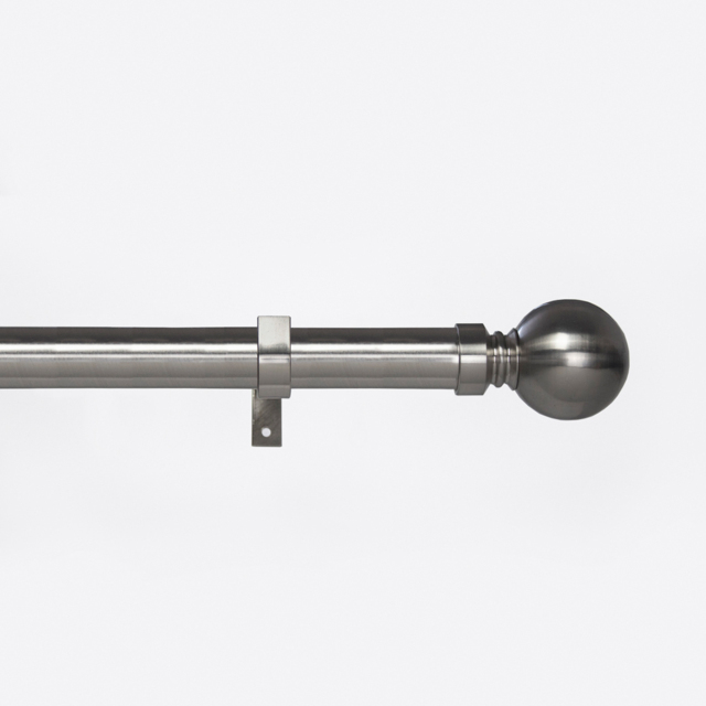 Caecus 120-220cm Extendable Metal Eyelet Brushed Chrome Ball Curtain Pole - image 1