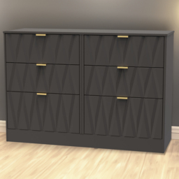 Crowndale Las Vegas 6 Drawer Graphite Chest of Drawers Ready Assembled