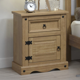 Core Products Corona Single Door Single Drawer Antique Pine Bedside Table