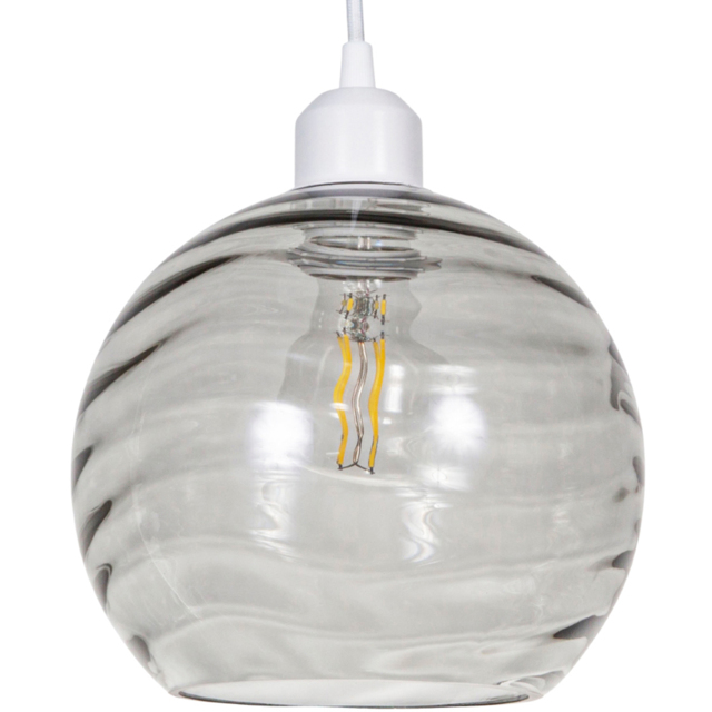 Happy Homewares Designer Smoked Circular Ribbed Glass Non Electric Ceiling Pendant Shade - image 1