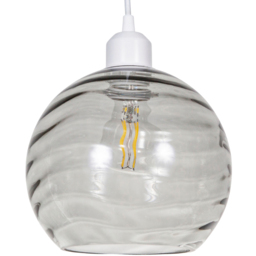 Happy Homewares Designer Smoked Circular Ribbed Glass Non Electric Ceiling Pendant Shade