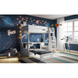 Flair Cosmic White Wooden High Sleeper with Black Futon - thumbnail 4