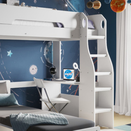 Flair Cosmic White Wooden High Sleeper with Black Futon - thumbnail 3