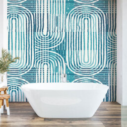 Origin Murals Curved Line Texture Blue Wall Mural - thumbnail 1