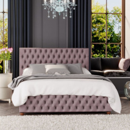 Laurence Llewelyn Bowen Seren Double Blush Plush Velvet Ottoman Bed