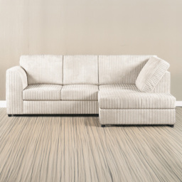 Luxor 4 Seater Cream Jumbo Cord Right Hand L Shaped Corner Sofa with Full Back