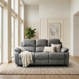 Milano 3 Seater Grey Foam Recliner Sofa - thumbnail 4