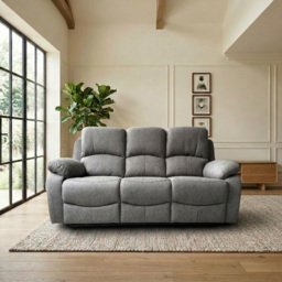Milano 3 Seater Grey Foam Recliner Sofa