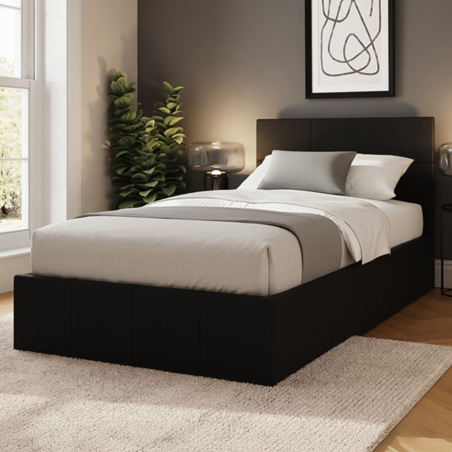 GFW Single Black Side Lift Ottoman Bed - image 1
