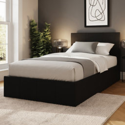 GFW Single Black Side Lift Ottoman Bed