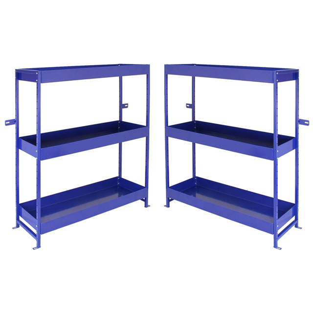 MonsterShop 3 Shelf Blue Lightning Metal Van Shelving Rack Set of 2 - image 1