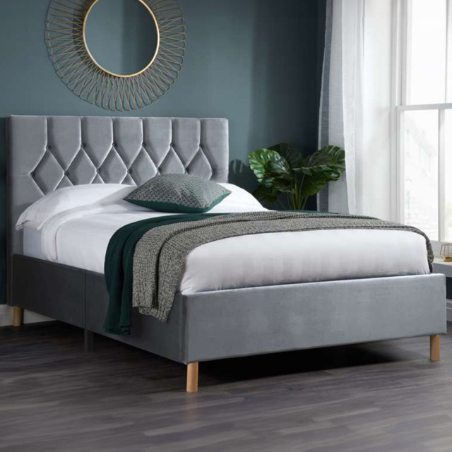 Loxley Double Grey Fabric Bed - image 1