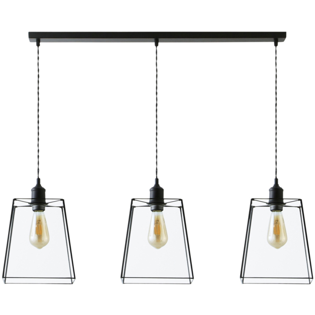 ValueLights Susie Matte Black Glass 3 Drop Bar Ceiling Pendant Light - image 1