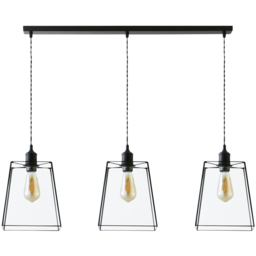 ValueLights Susie Matte Black Glass 3 Drop Bar Ceiling Pendant Light