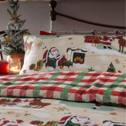 furn. Double Multicolour Jolly Santa Christmas Duvet Cover Set - thumbnail 2