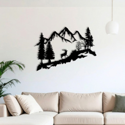 Decortie Mountain Peak and Forest Silhouette Metal Wall Decor - thumbnail 3