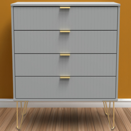 Crowndale 4 Drawer Dusk Grey Wide Chest of Drawers Ready Assembled