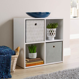 Home Source White 4 Cube Storage Shelf Unit - thumbnail 3