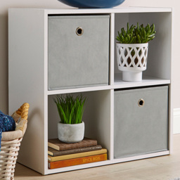 Home Source White 4 Cube Storage Shelf Unit - thumbnail 1