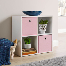 Home Source White 4 Cube Storage Shelf Unit - thumbnail 2