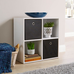 Home Source White 4 Cube Storage Shelf Unit - thumbnail 4