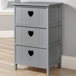 Home Source Love Grey 3 Drawer Chest Storage Unit