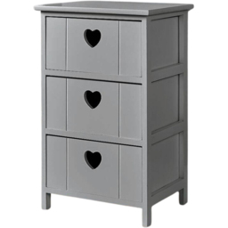 Home Source Love Grey 3 Drawer Chest Storage Unit - thumbnail 2