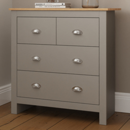 GFW Lancaster 4 Drawer Grey Chest of Drawers - thumbnail 1