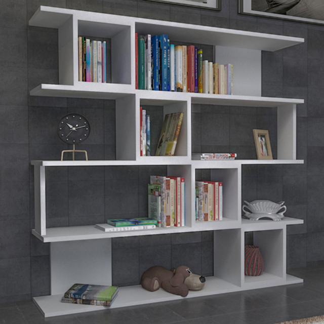 Decorotika Wind White 5 Tier Geometric Open Bookcase - image 1