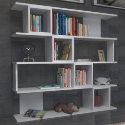 Decorotika Wind White 5 Tier Geometric Open Bookcase