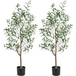 Costway Tall Artificial Olive Tree with Realistic Fruit 4.2ft 2 Pack - thumbnail 1
