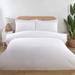 Divante Bamboo Cotton Duvet Cover and Pillowcase Set - White / Double