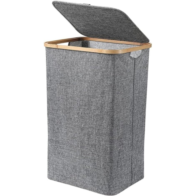 AMOS Eezy Grey Square Laundry Basket with Lid 100L - image 1