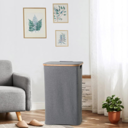 AMOS Eezy Grey Square Laundry Basket with Lid 100L - thumbnail 2
