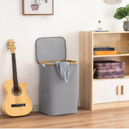 AMOS Eezy Grey Square Laundry Basket with Lid 100L - thumbnail 3