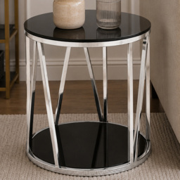 Premier Housewares Alvaro Round Chrome Finish Side Table