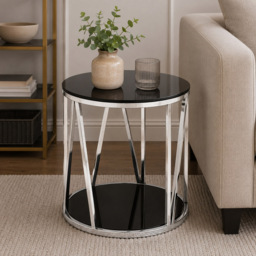 Premier Housewares Alvaro Round Chrome Finish Side Table - thumbnail 3